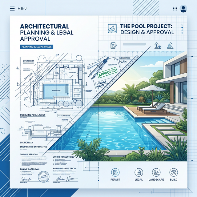 Illustration d'un projet de piscine avec permis